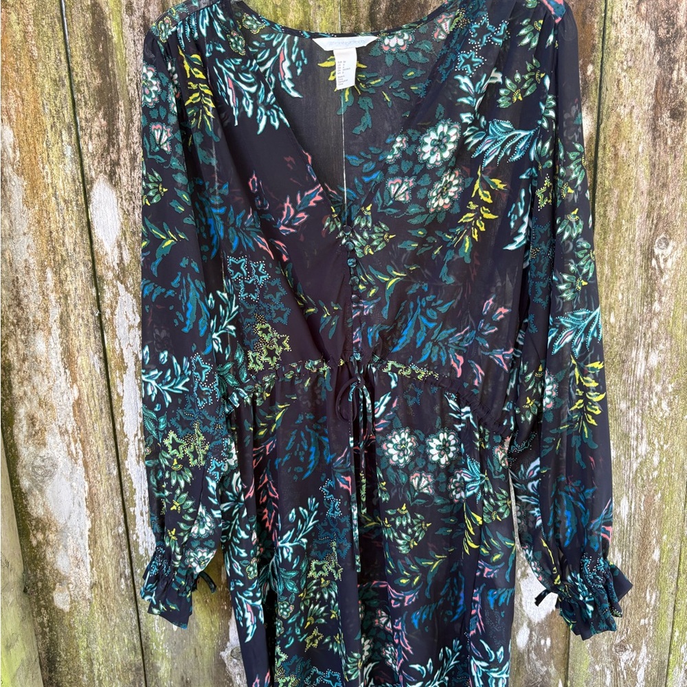 Dark Floral Print Dress Tunic Top H&M Conscious